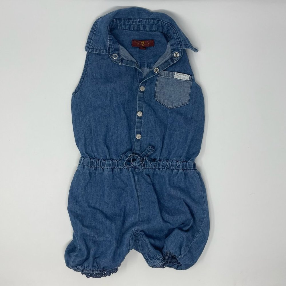 7 for All Mankind Baby Girl Denim Jean Romper 18 months